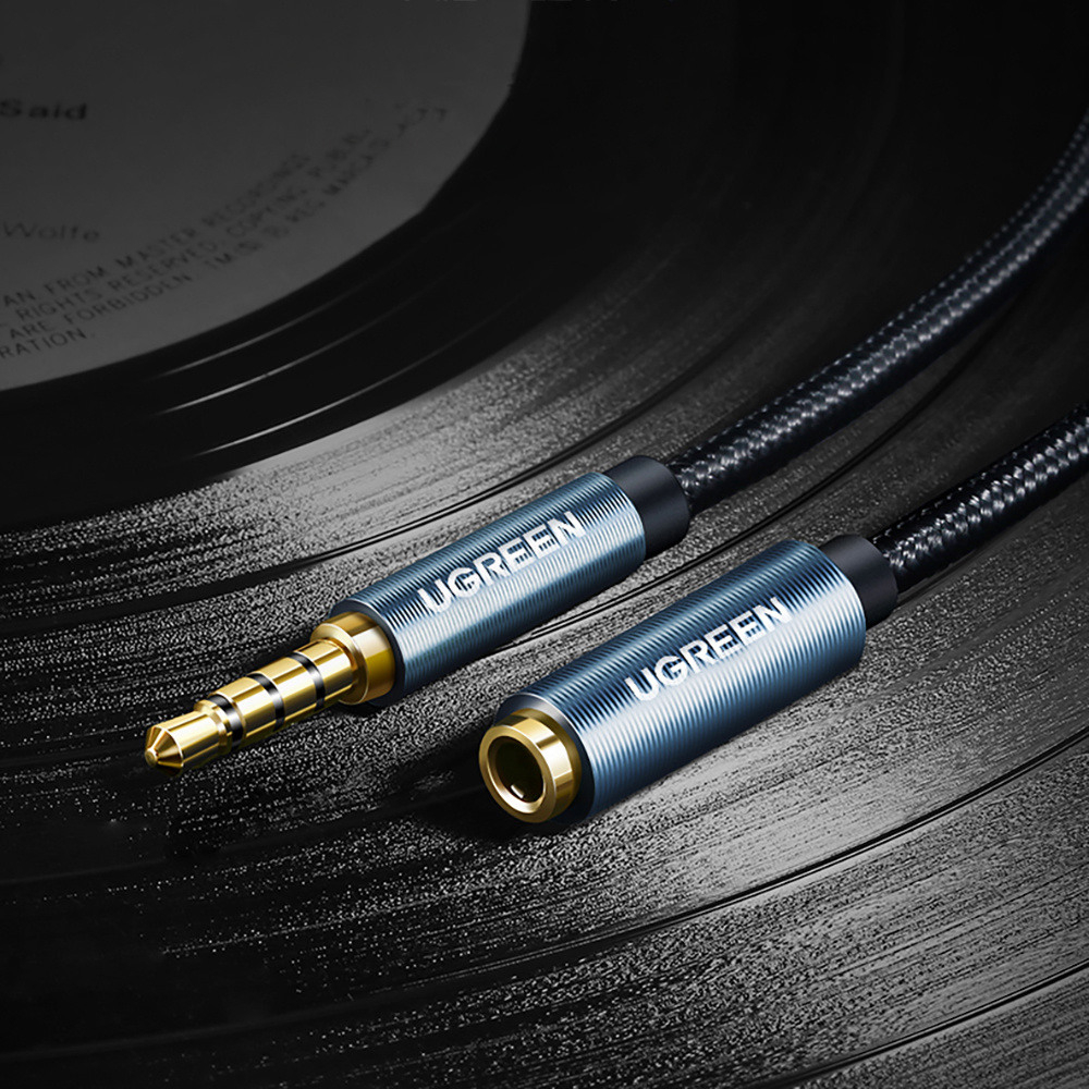 (2m) 3.5mm Audio Klinke Stecker Stereo AUX Nylon Verlängerungskabel mit vergoldeten Kontakten (40675) - Schwarz