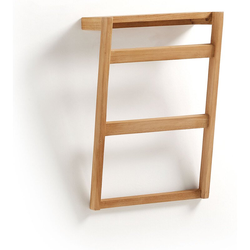 Porte-serviettes mural Kuveni en bois massif de teck 40 x 63 cm
