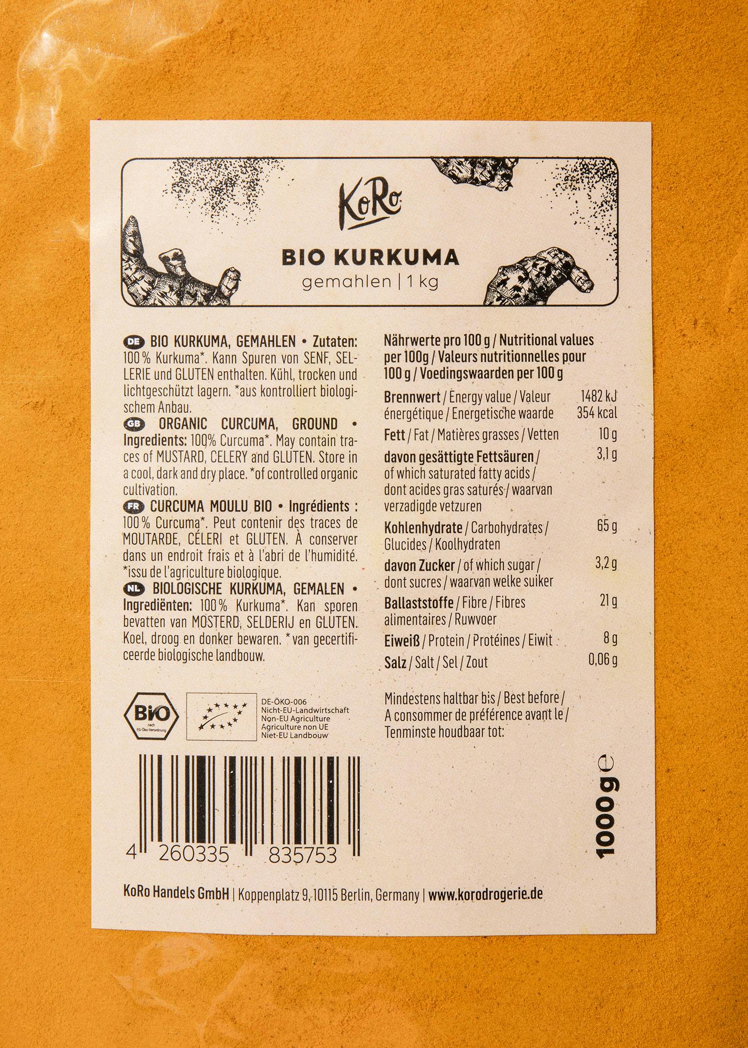 Gemahlener Bio Kurkuma 1 kg
