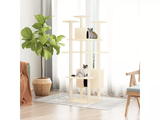 Arbre à chat avec griffoirs en sisal Crème 162 cm