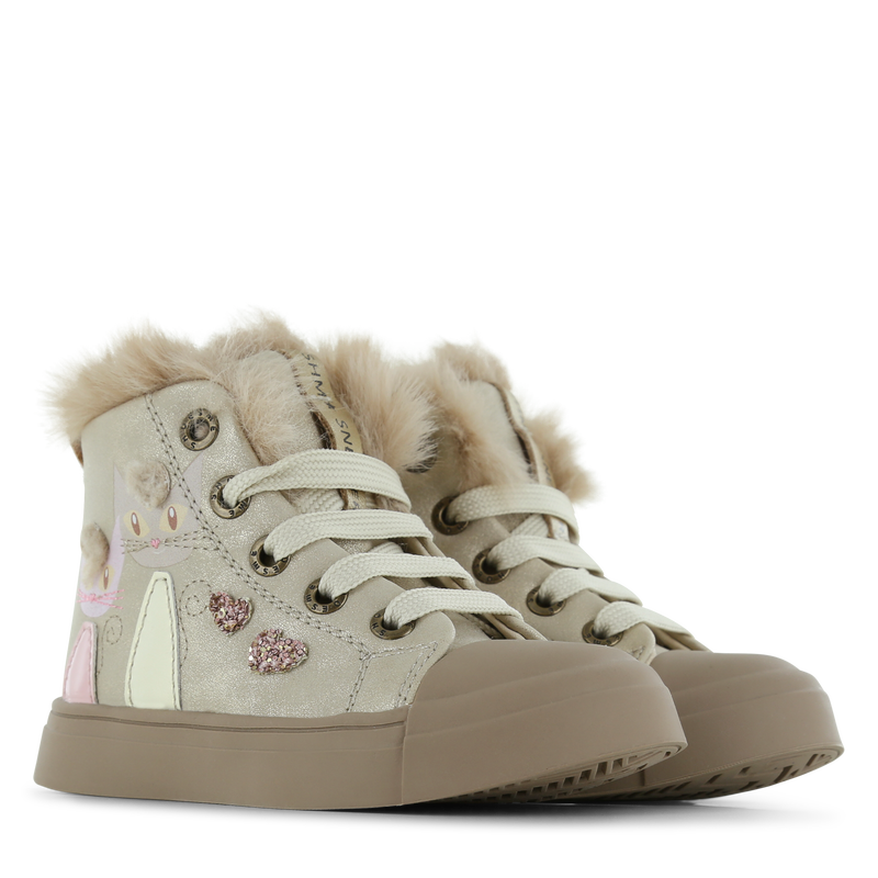 Shoesme Gold Schnürschuhe mit Kitten
