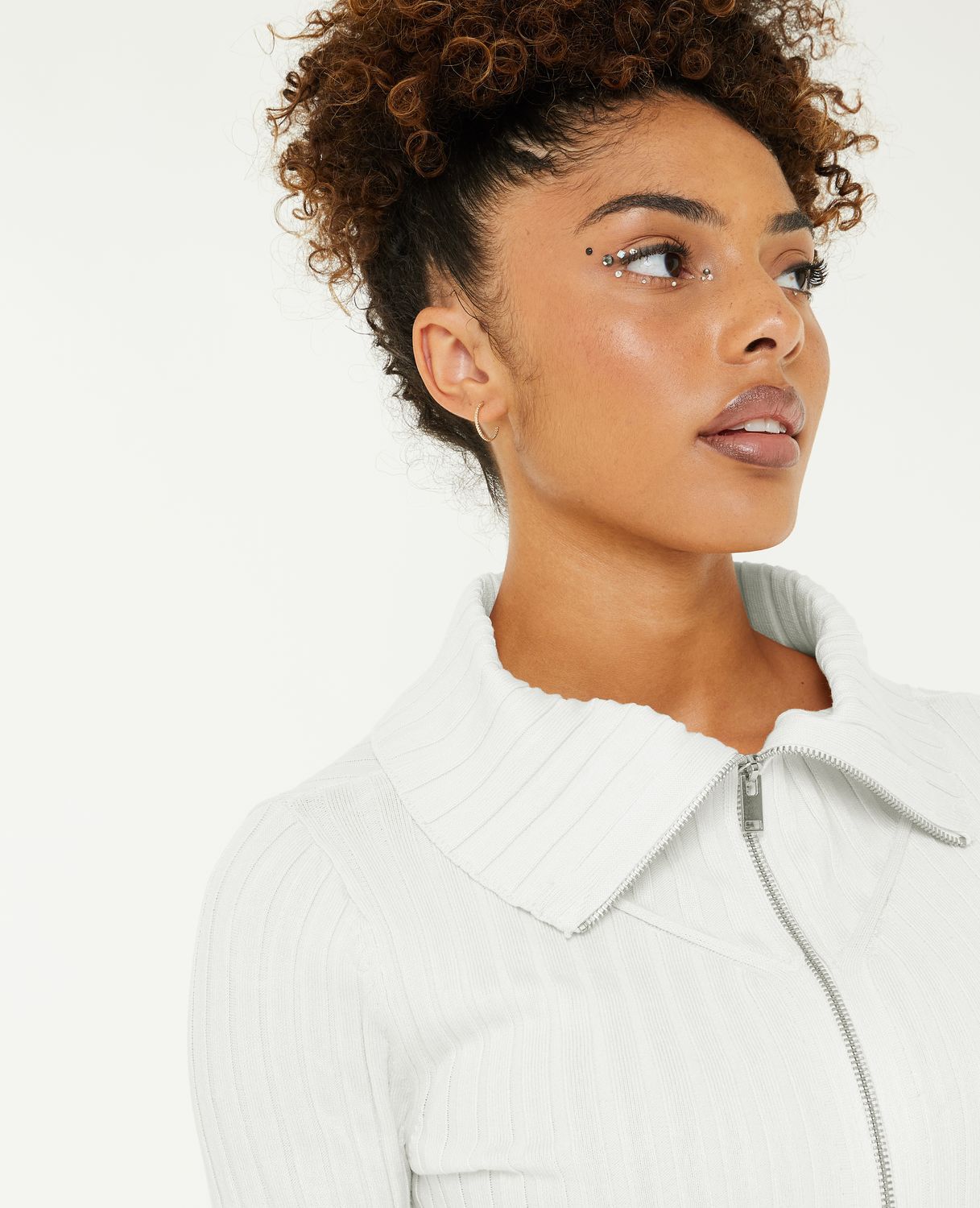 Gilet zippé col montant - Blanc