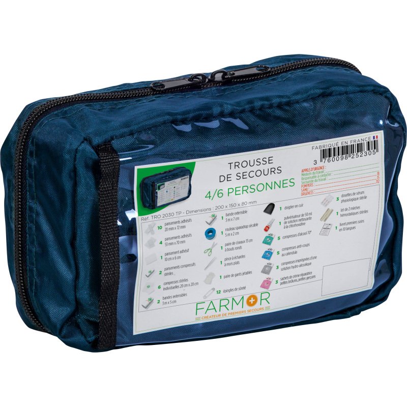 Trousse de secours Multirisques 4/6 personnes en tissu bleu