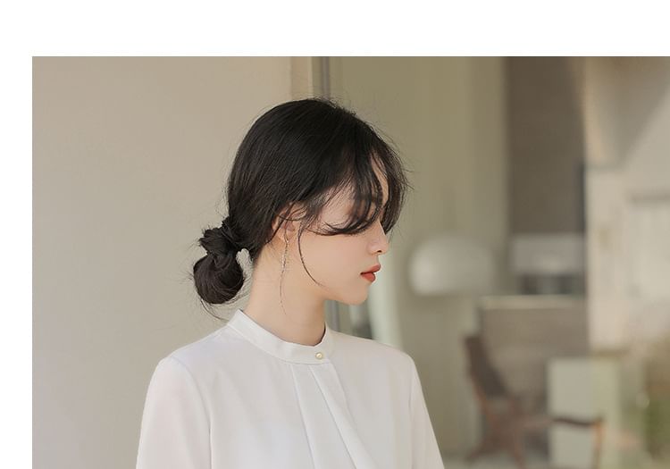 EFO - Blouse met ruches, opstaande kraag en korte mouwen