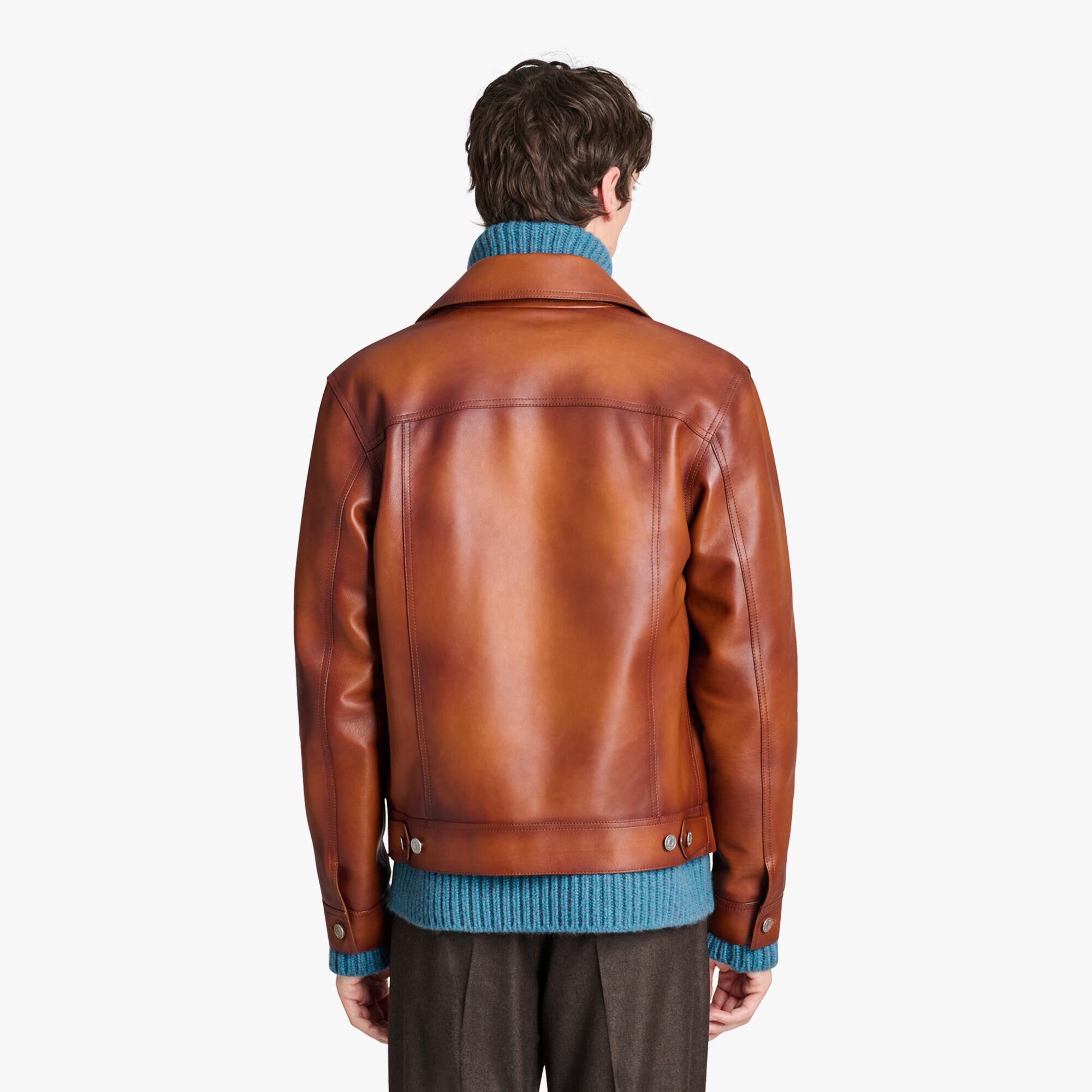 Veste Denim En Cuir Patine