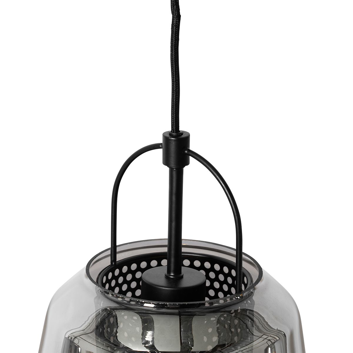 Hanglamp zwart met smoke glas 23 cm langwerpig 3-lichts - Kevin