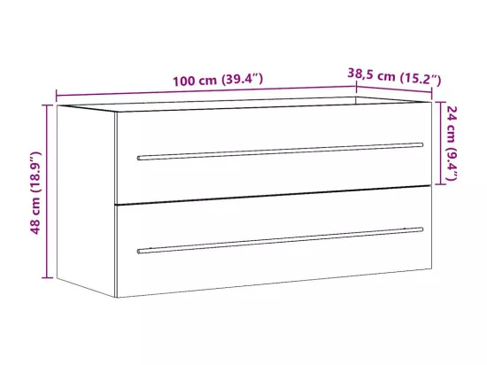 Armoire d'évier Chêne sonoma 100x38,5x48 cm Aggloméré