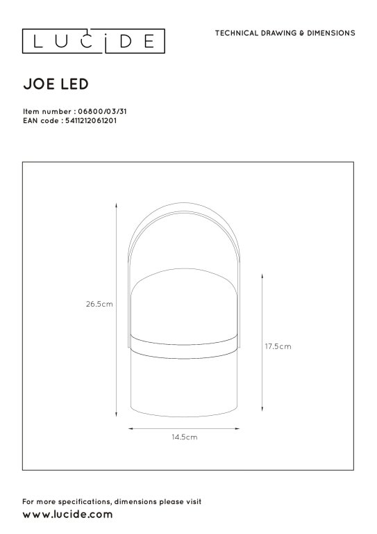 Lucide Joe tafellamp LED oplaadbaar IP44 wit