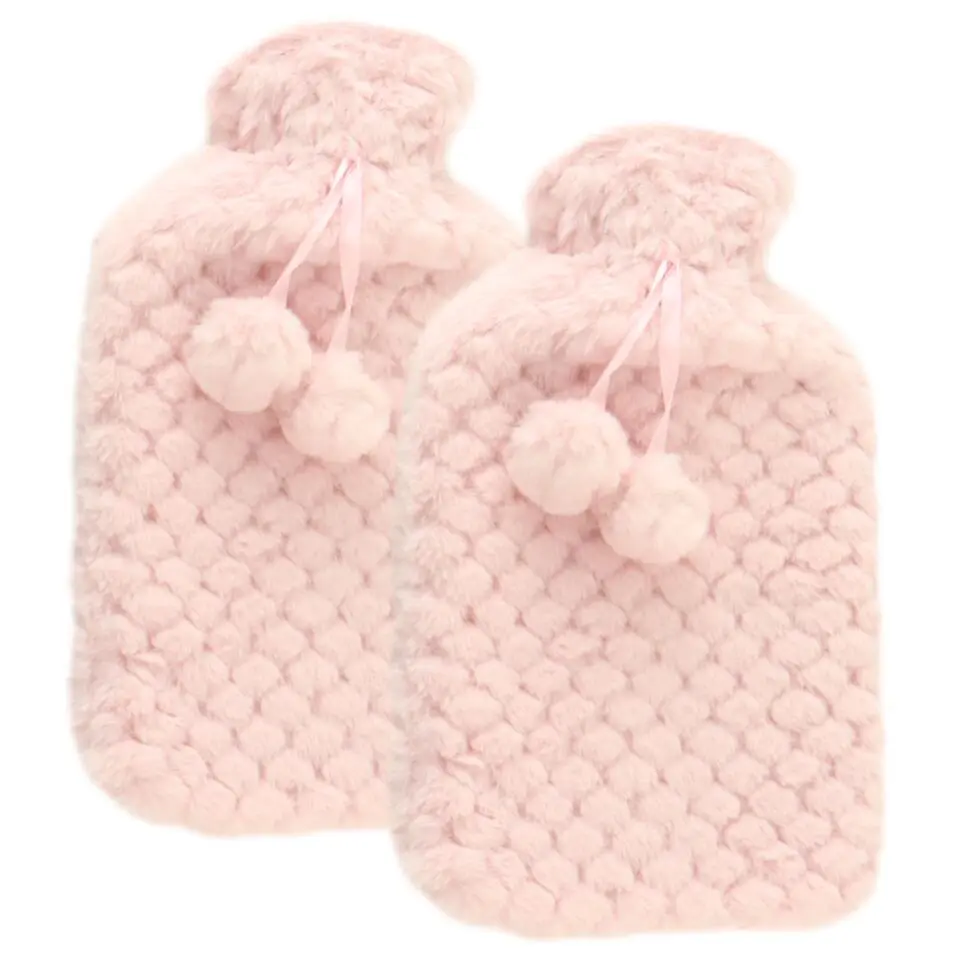 MARBEAUX Warmwaterkruik Set van 2 Stuks Kruik met Zachte Hoes Roze Pittenzak...