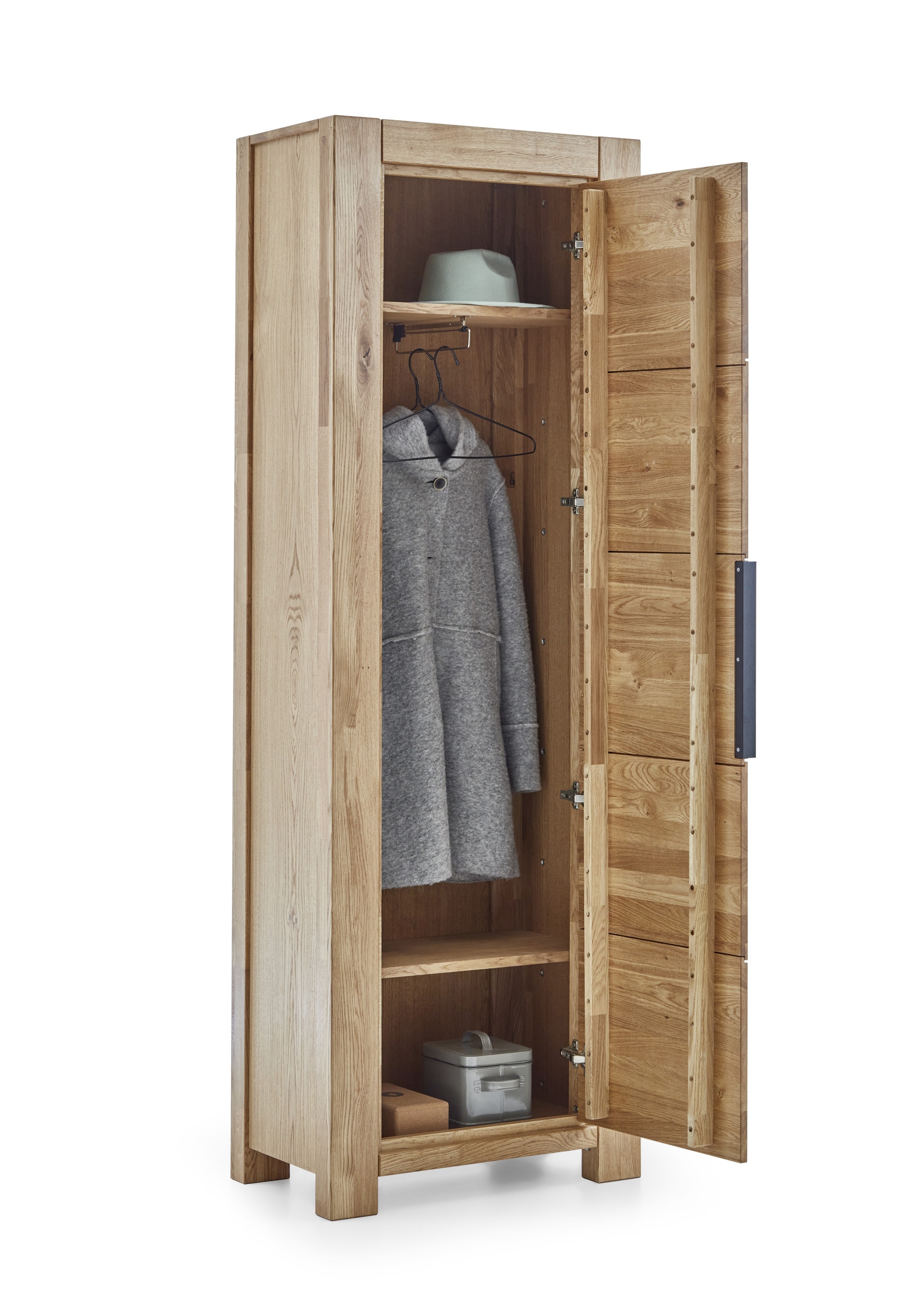 Garderobenschrank  JURIA 67 x 199 cm Eiche massiv/Eiche furniert