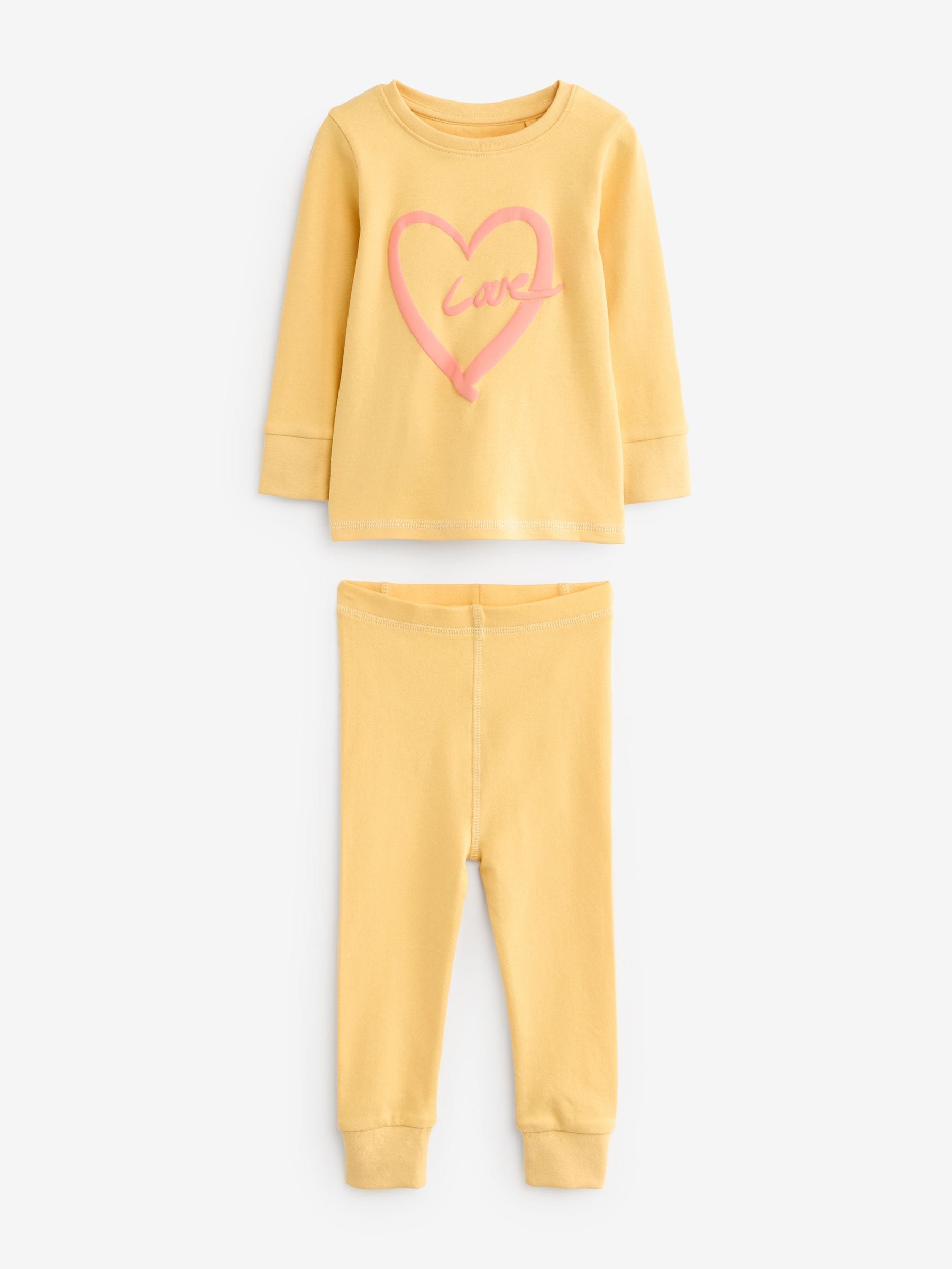 Roze/geel met slogan - Verpakking van 3 knusse pyjama's met print (9 mnd - 12 jr)