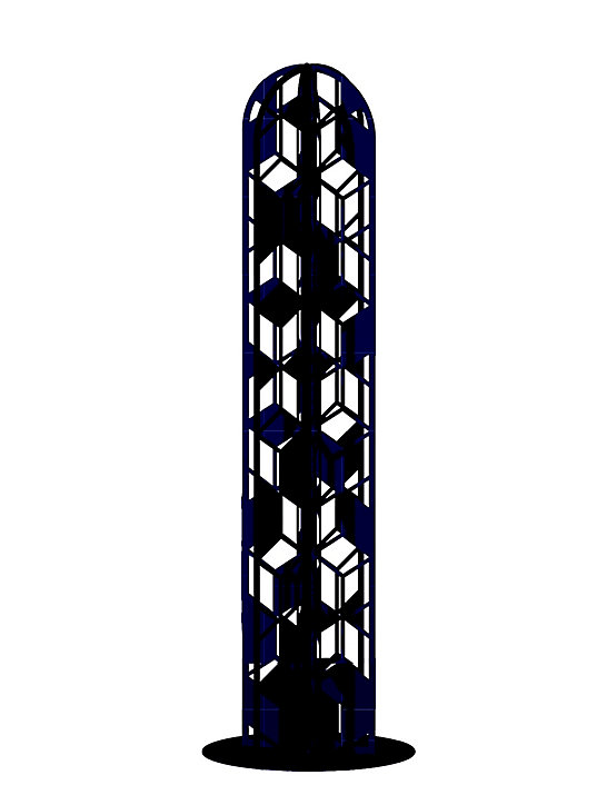 Cactus droit origami h.100 cm anthracite
