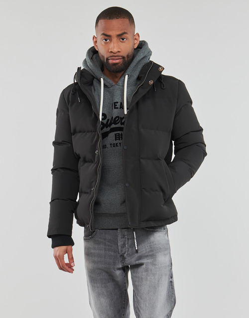 Superdry - EVEREST SHORT HOODED PUFFER - Noir