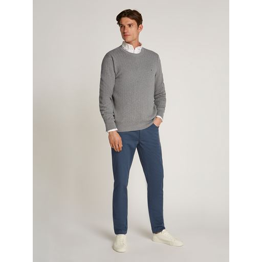 Tommy Hilfiger Herringbone Structure Pullover, Medium Grey Heather, XXL