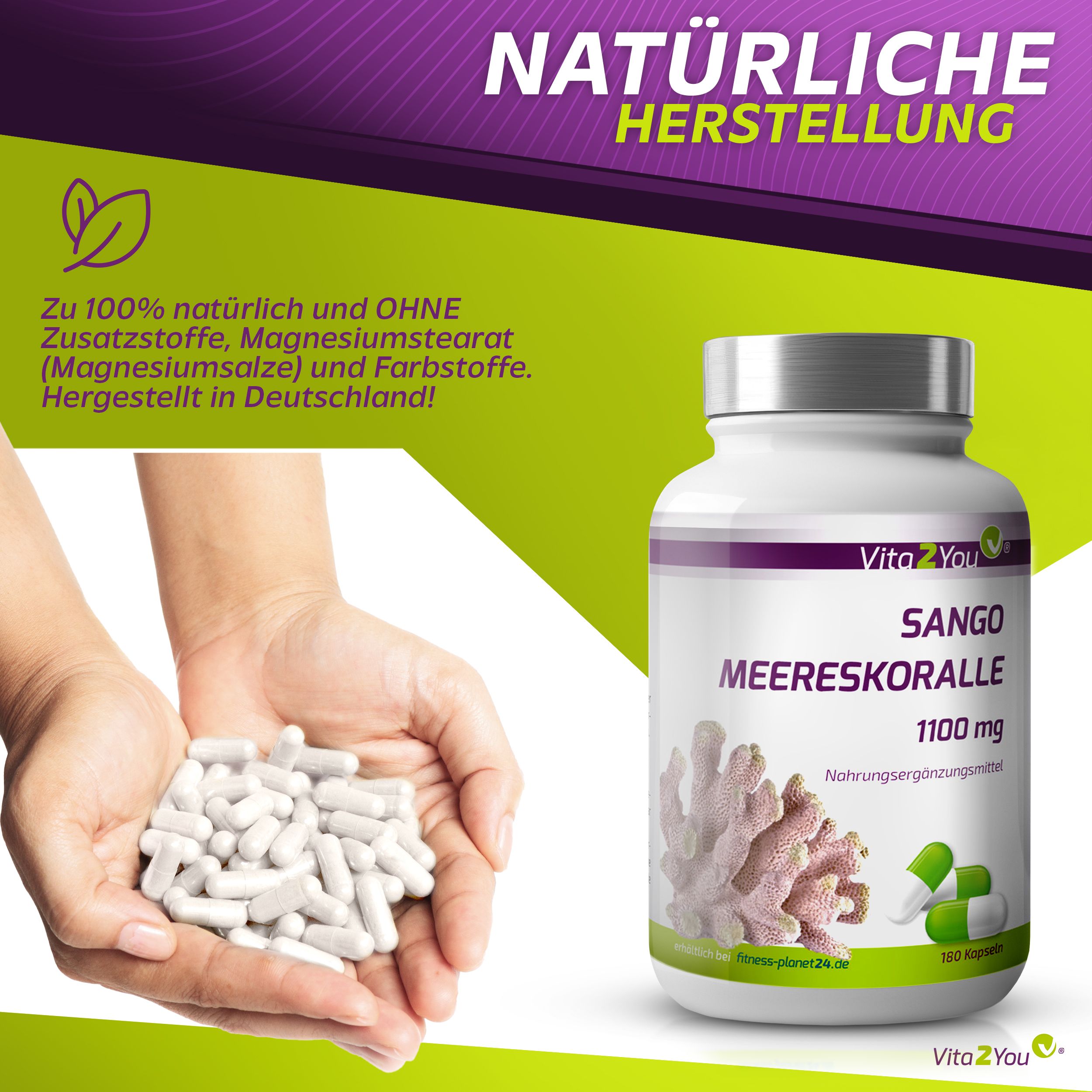Vita2You Sango Meereskoralle Kapseln Magnesium & Kalzium
