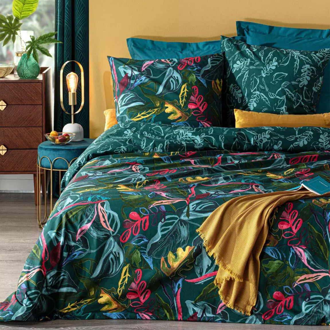 Housse de couette et deux taies coton (240 x 220 cm) Selva Multicolore