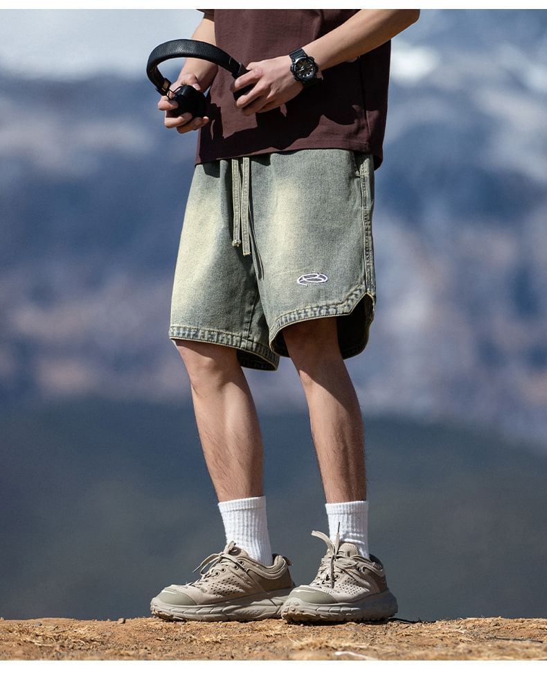 Really Point - Gewassen denim shorts met trekkoord in de taille