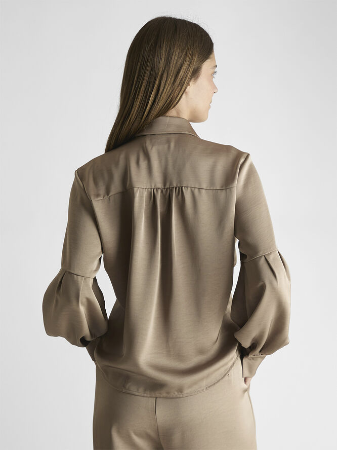 Neo Noir Naja Satin Shirt Dark taupe
