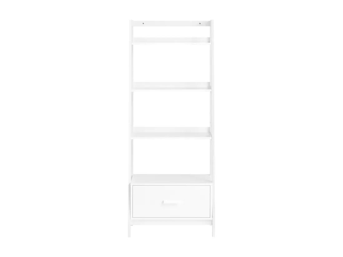 Bibliothèque Étagère style échelle de 4 niveaux et 1 tiroir Blanc, FRG116-W