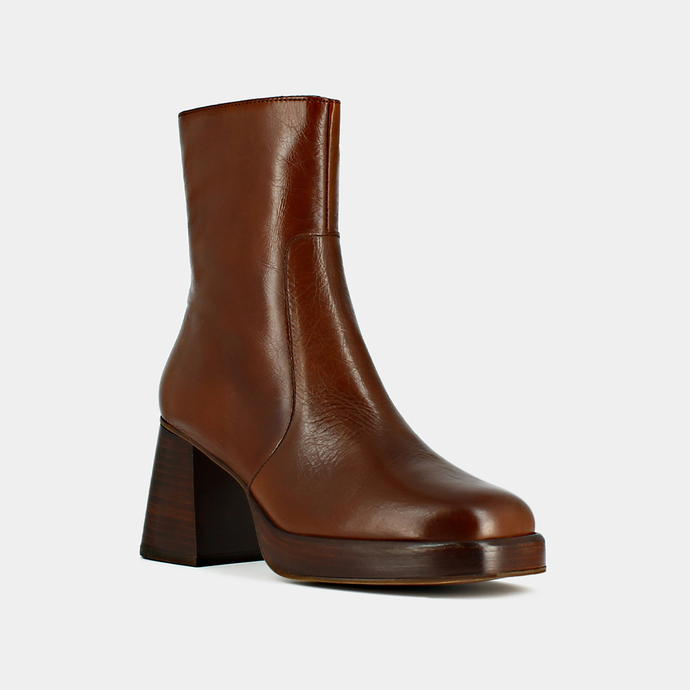 Boots à plateformes  en cuir vieilli marron