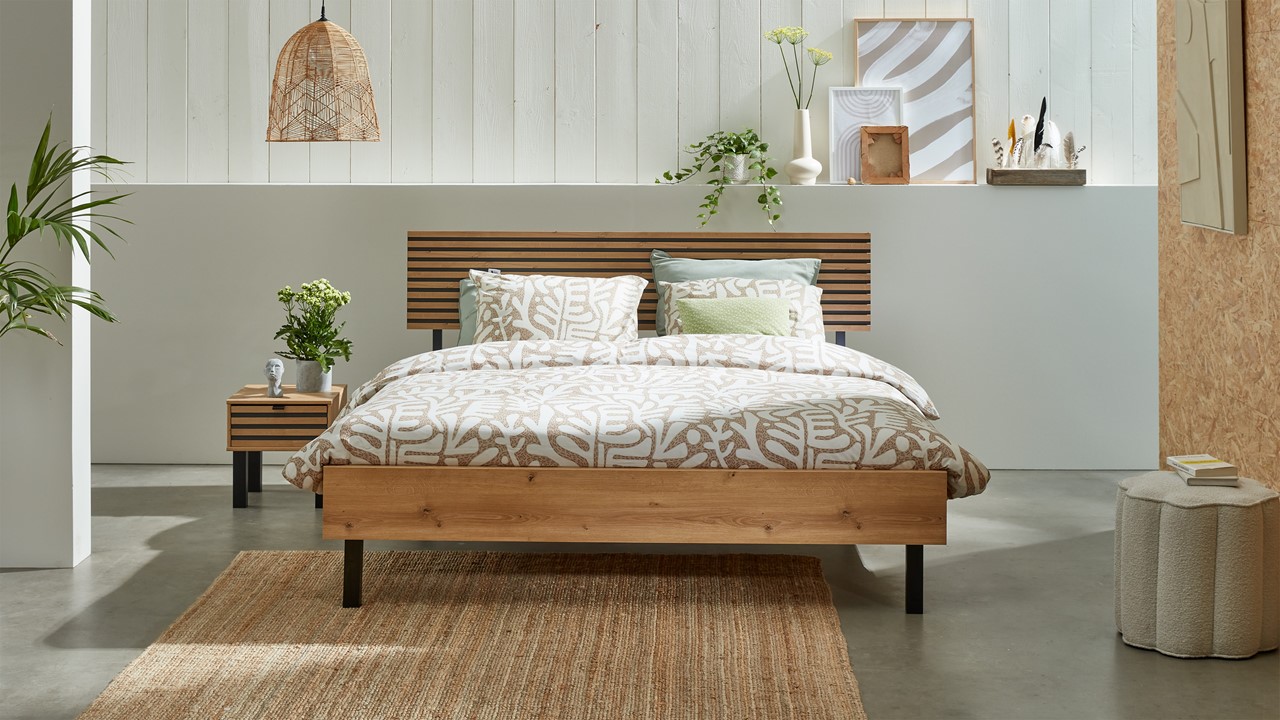 Bed Flint bianco eiken/grafiet