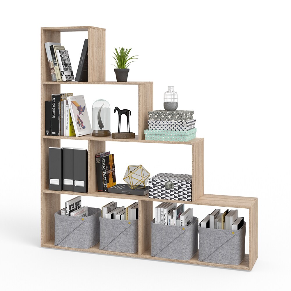 Vicco Treppenregal ASYM Raumteiler sonoma Bücherregal Standregal Aktenregal Hochregal Aufbewahrung Regal