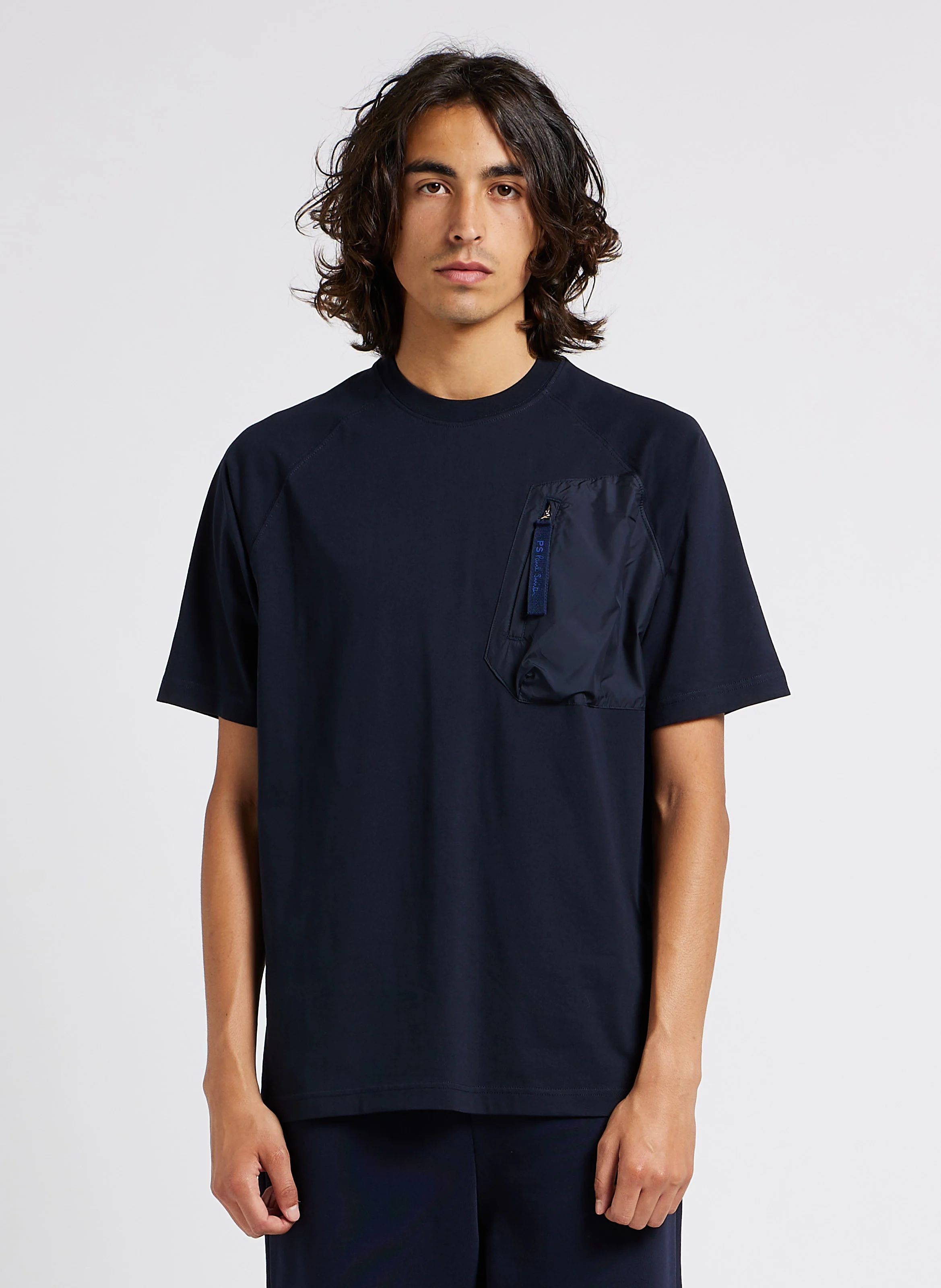 Tee-shirt col rond en coton bio mélangé| Bleu