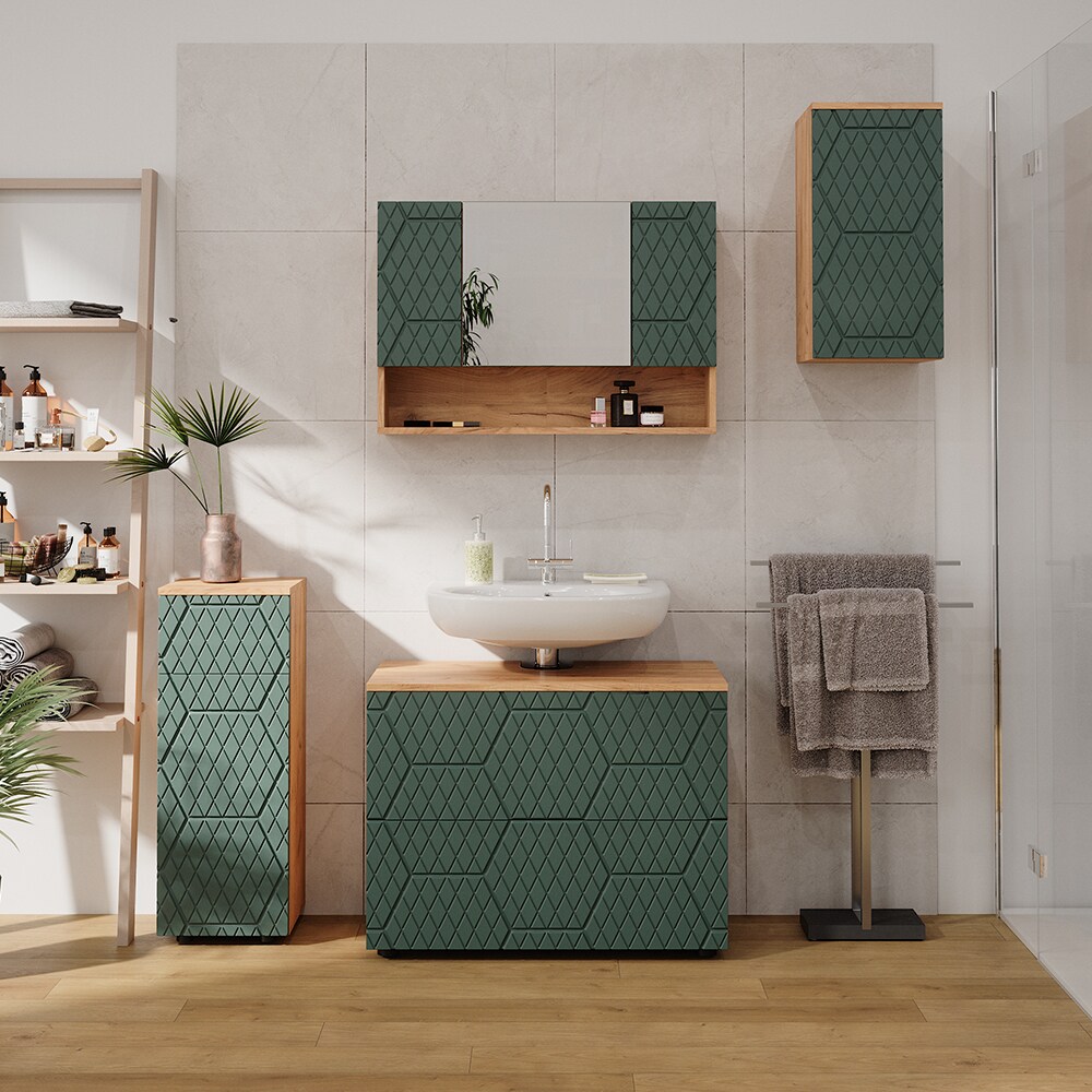 Vicco Badspiegelschrank Irma Eiche Grün 80 x 55 cm Badezimmer