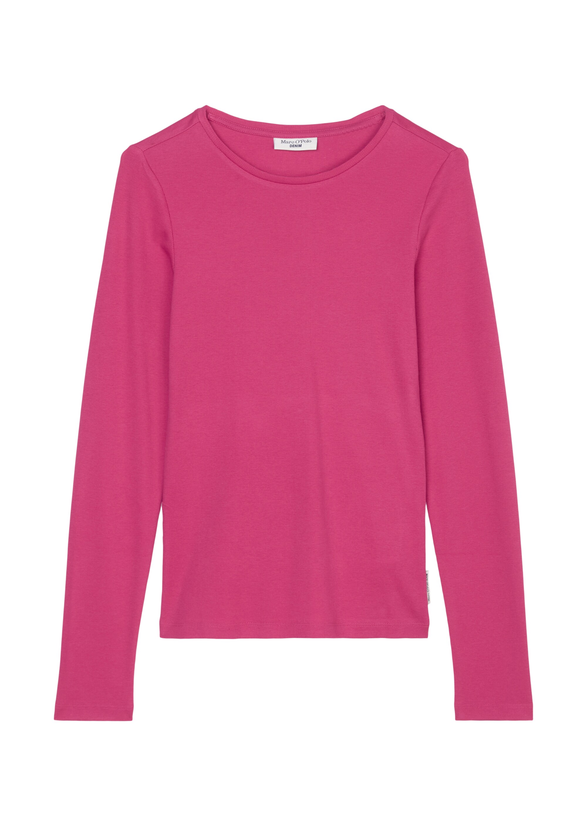 Rundhals-Longsleeve slim aus softem Feinripp-Jersey