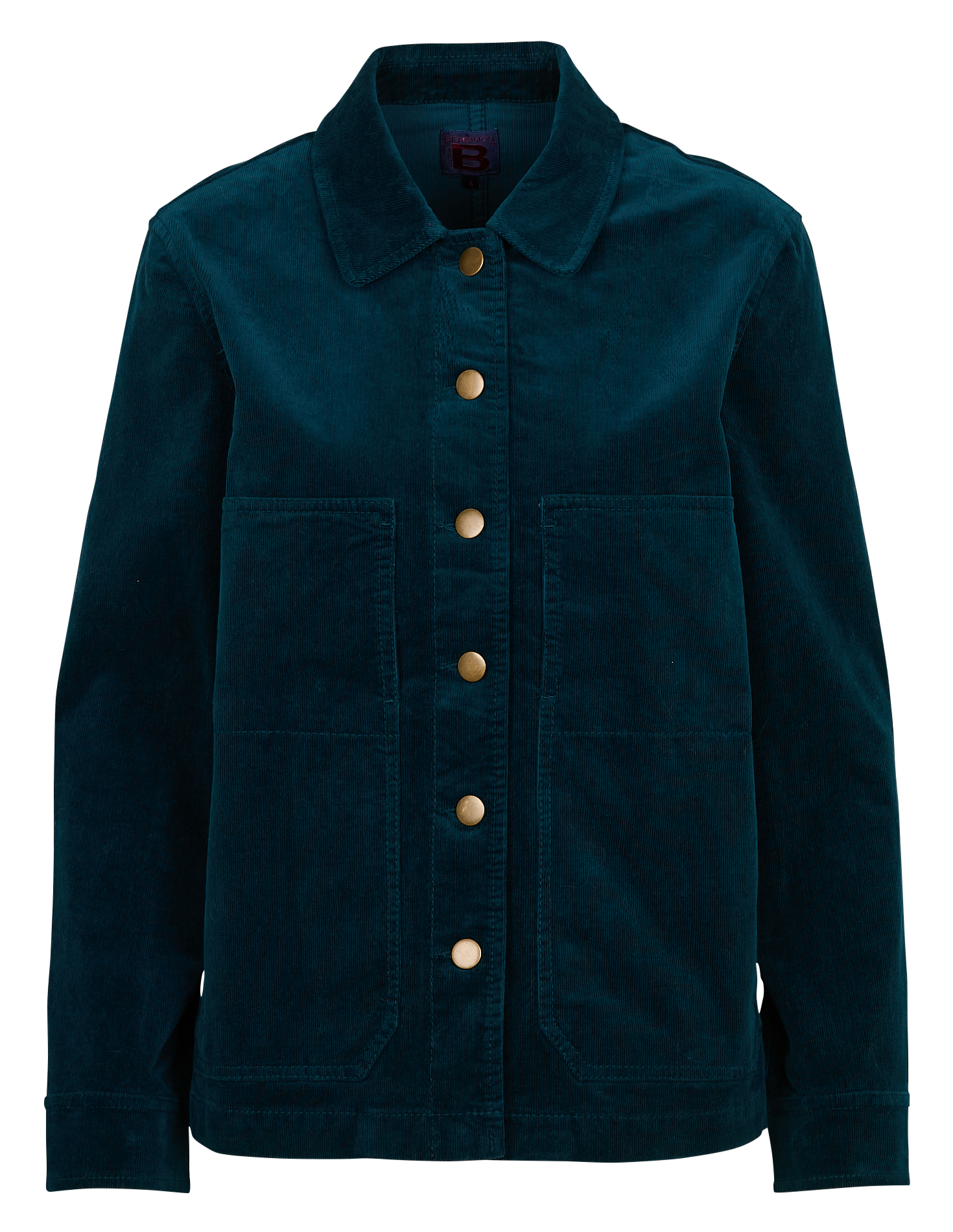 KEZIAH - Veste col classique droite en velours côtelé | Bleu