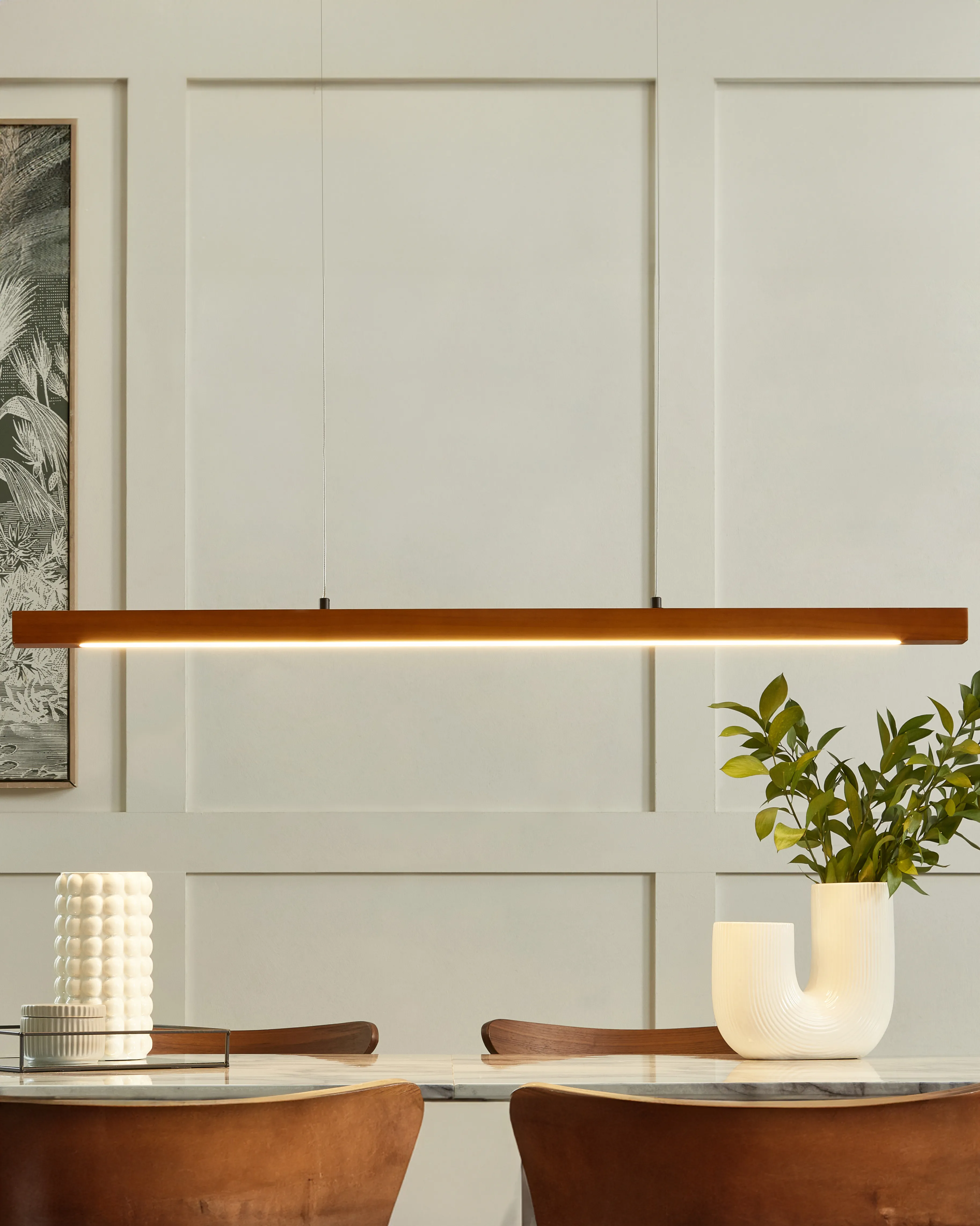 LED hanglamp STEWARTS met dimmer Eikenhout Donkerbruin