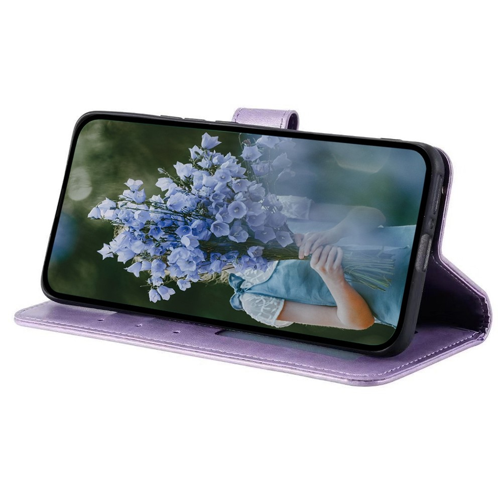 Samsung Galaxy S24 Ultra Leder Tasche Wallet - Mandala Flowers Imprint - Lila