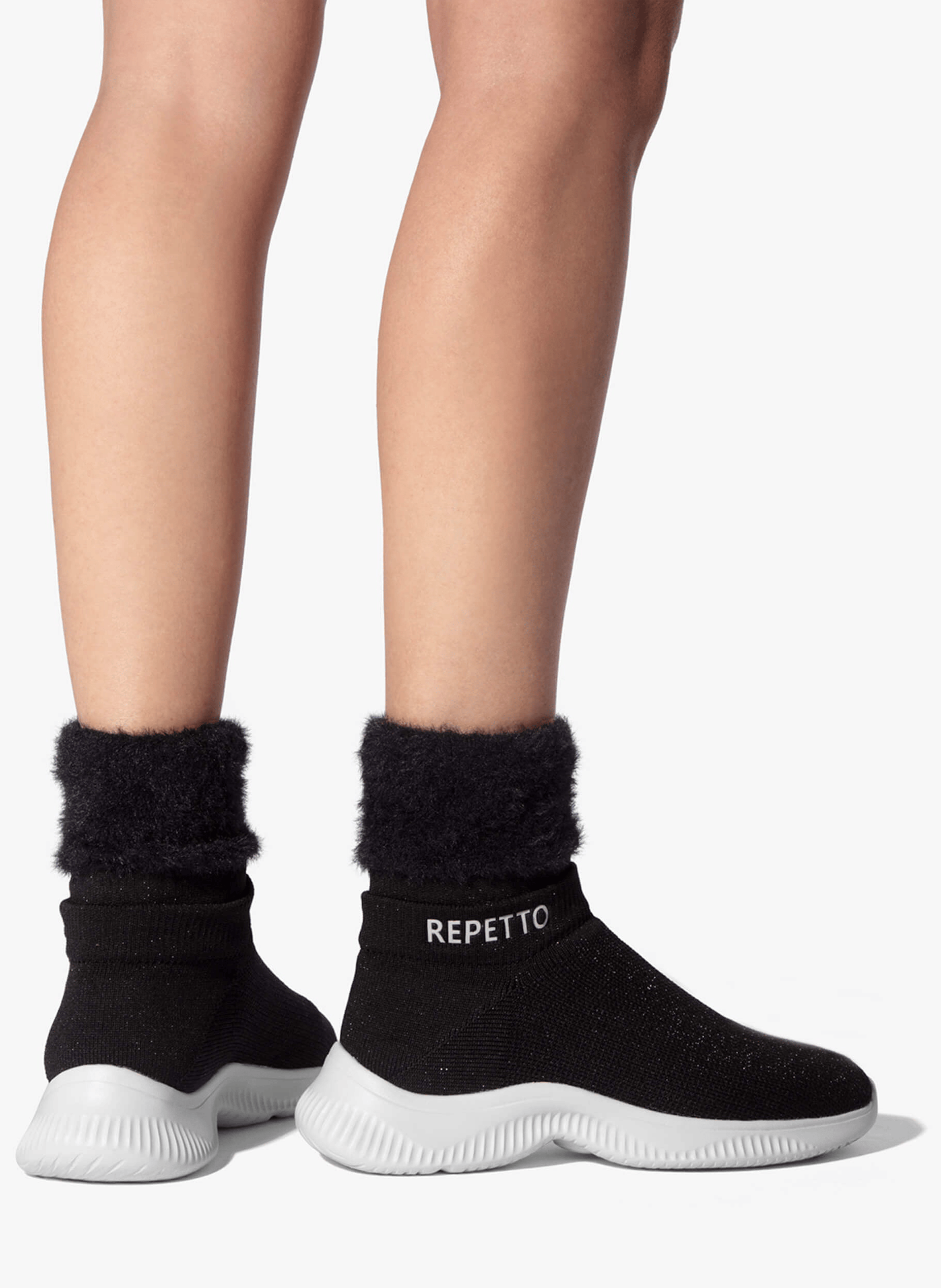 Baskets chaussettes en maille stretch| Noir