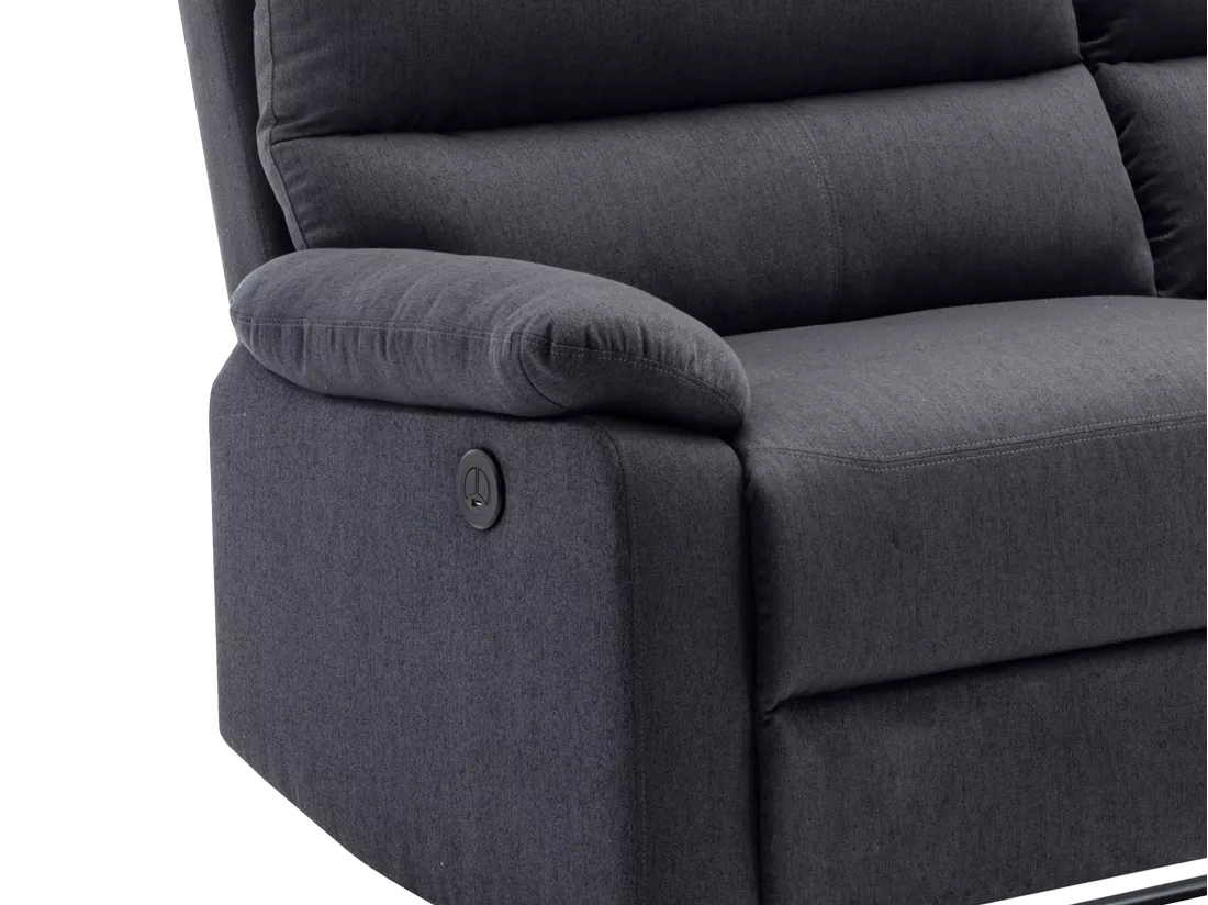 Canapé 3 places relax électrique en tissu gris anthracite LUNANO