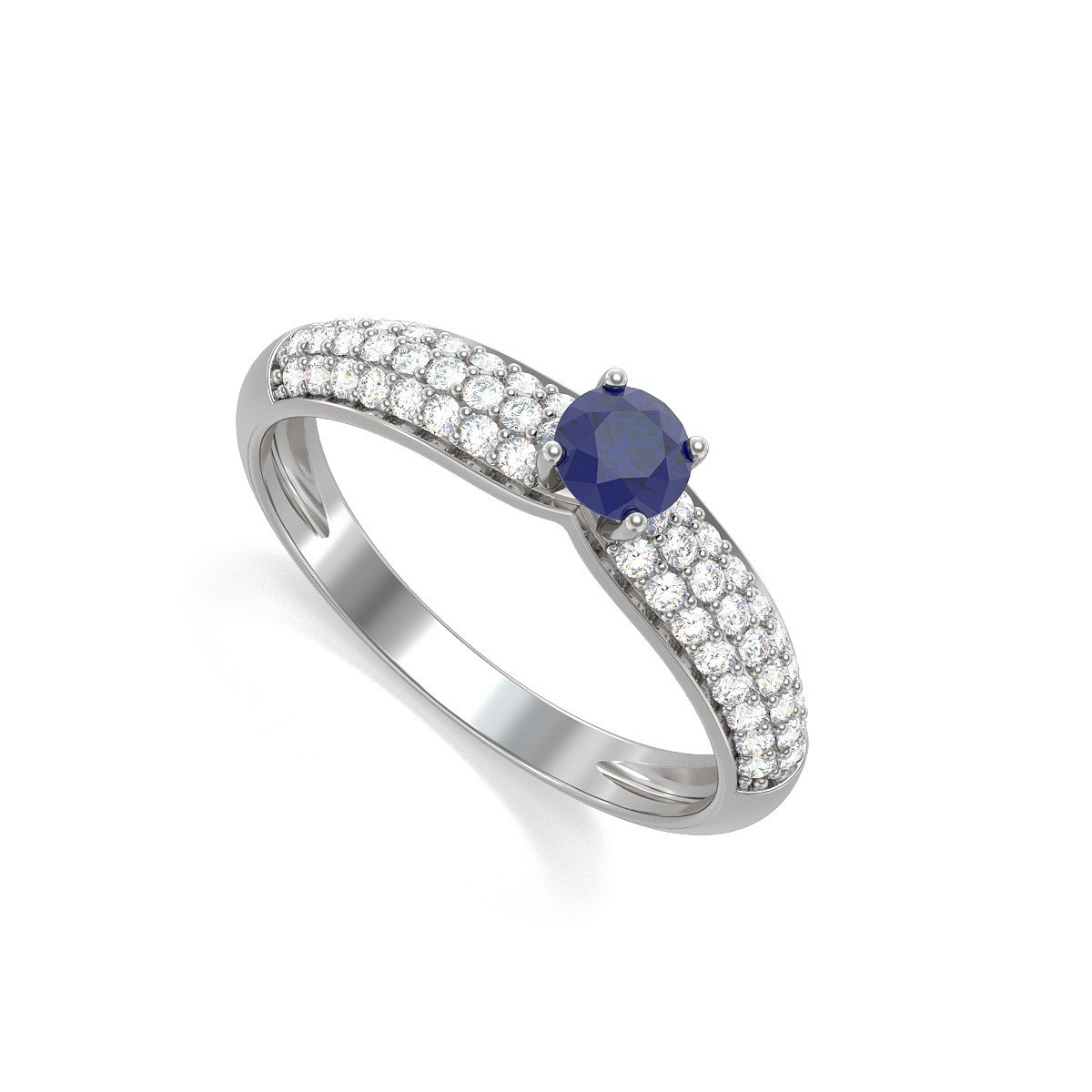 Bague Saphir et diamants sur Argent 925 1.978grs