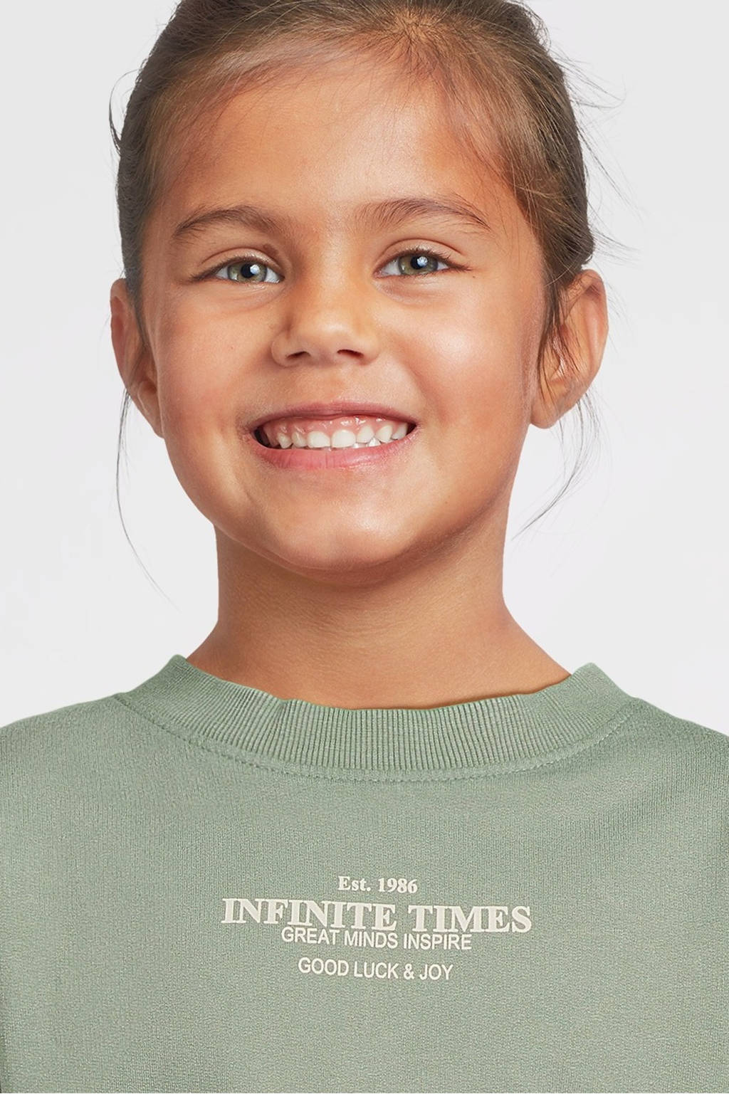 NAME IT sweater NKFOTYLLE met tekst zachtgroen
