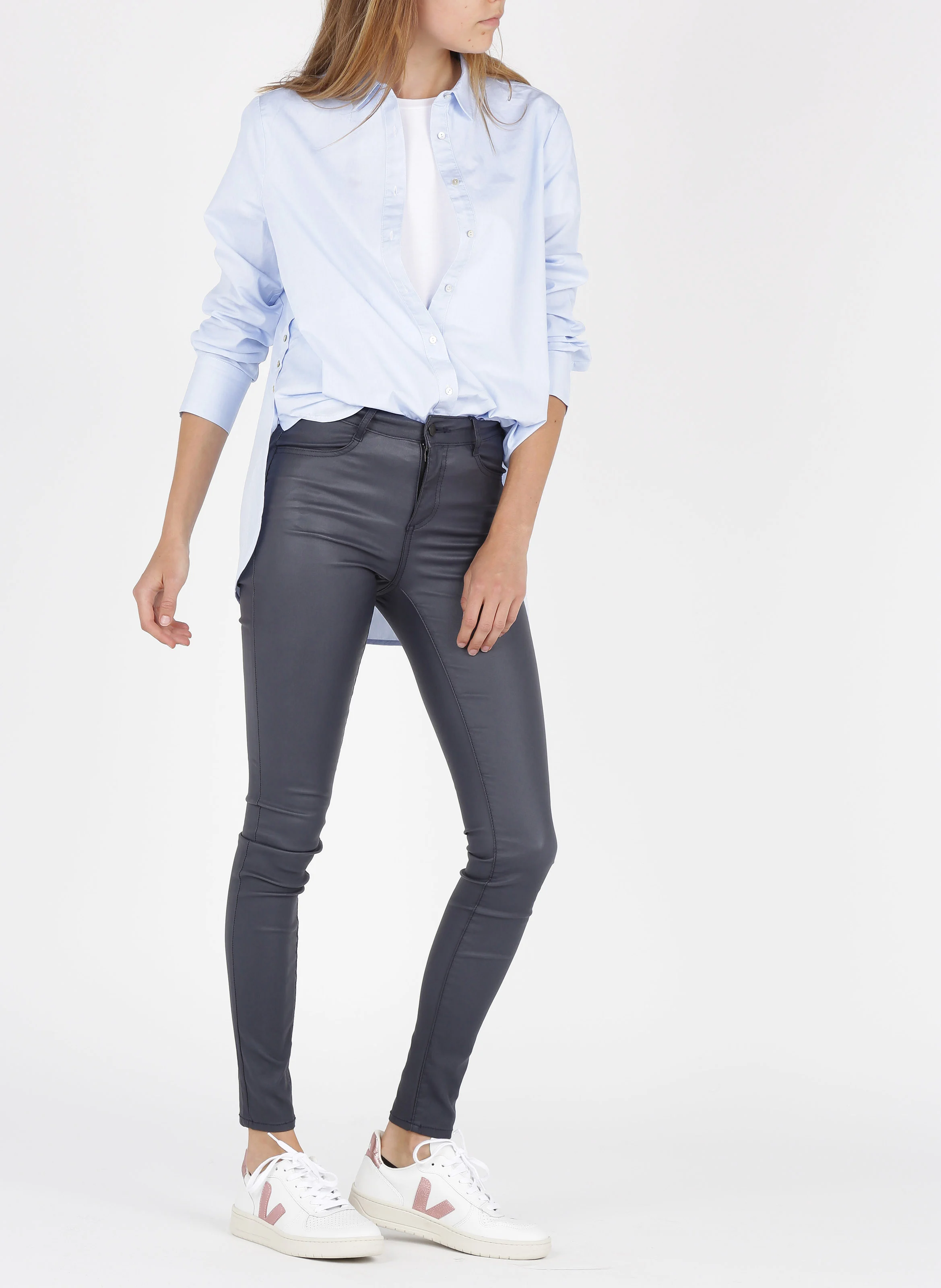 Chemise col classique oversize en coton | Bleu