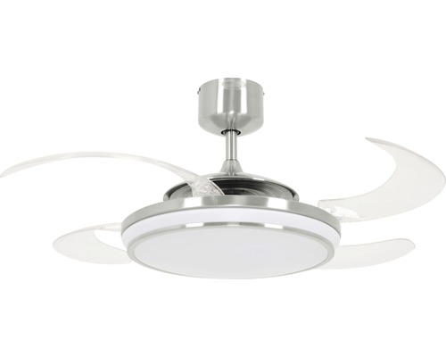Fanaway Evo 1 LED plafondventilator, Ø 121 cm, chroom/geborsteld, met afstandsbediening, uitklapbare bladen, kleurveranderingsfunctie (zomer en winter) en LED-lichtbron