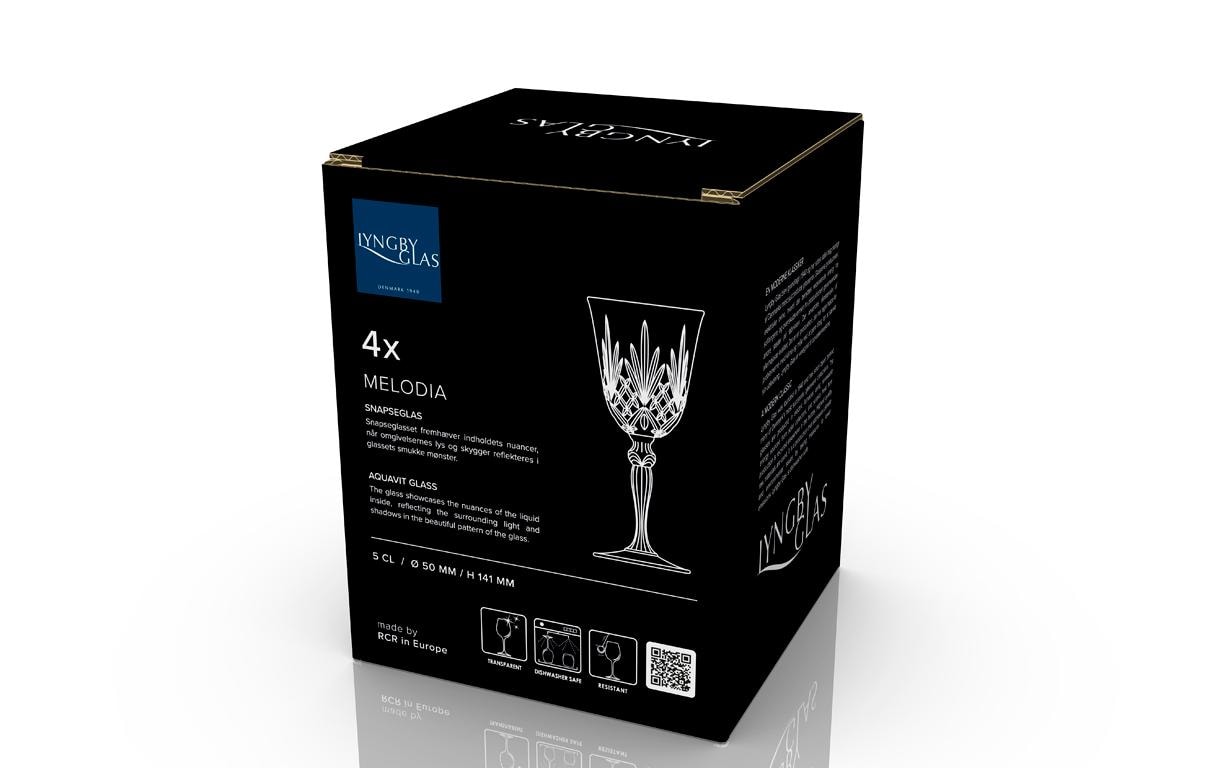 Brandyglas Aquavit Melodia 4 Stück, 5 clSchnapsgläser aus ultraklarem Kristallglas