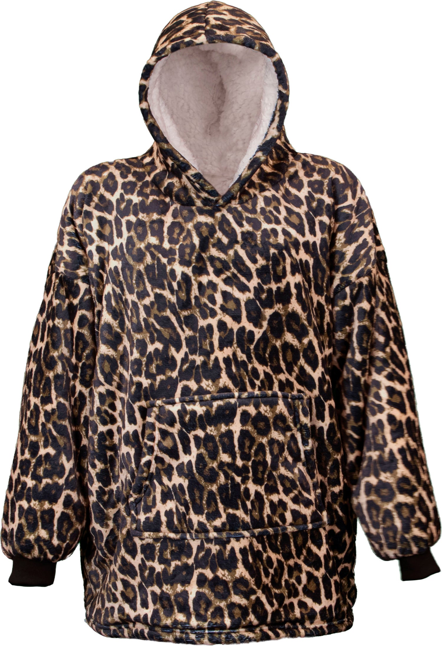 Unique Living hoodie Emma beige / bruin luipaard onesize