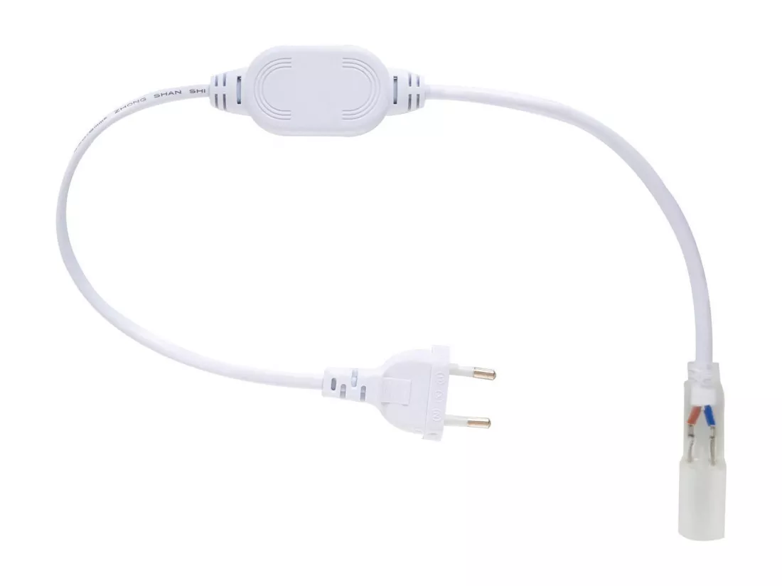 Câble Rectificateur pour Gaine LED Ronde 220V AC IP65 sur Mesure Coupe Tous les 100cm Blanc