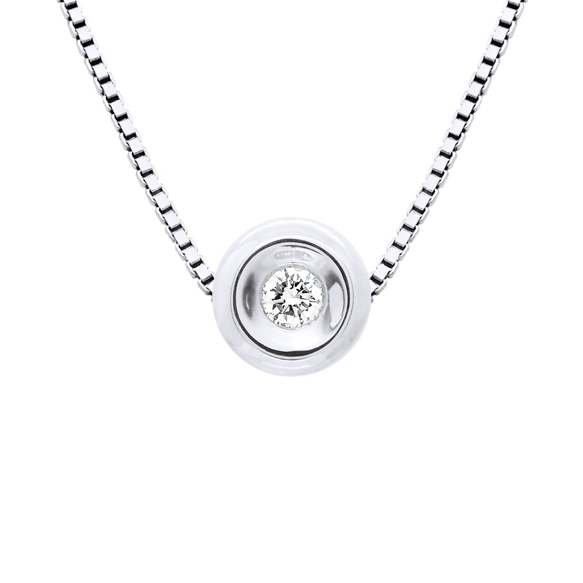 Collier Diamant Naturel serti Clos 0,050 Cts Argent 925