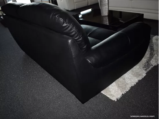 Canapé Cuir 3 places CORAL Noir - Angle Droit