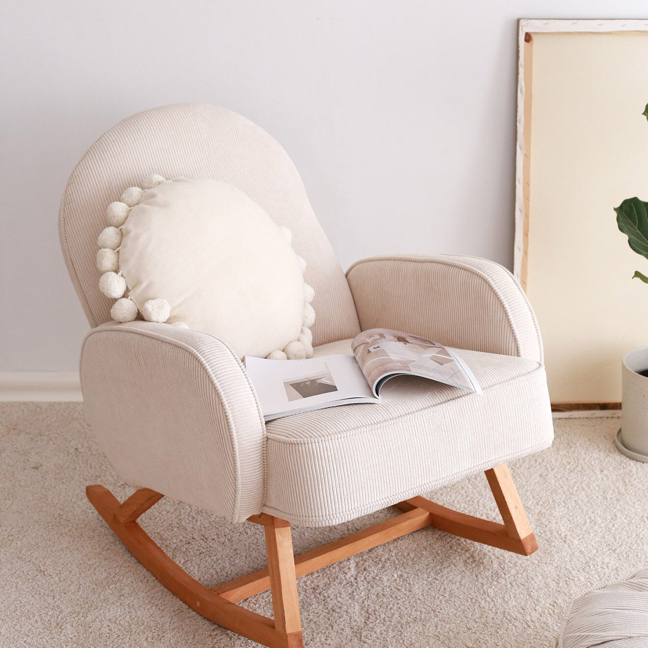Atelier del Sofa Fauteuil à bascyle Yoko blanc - 75x91x91 cm