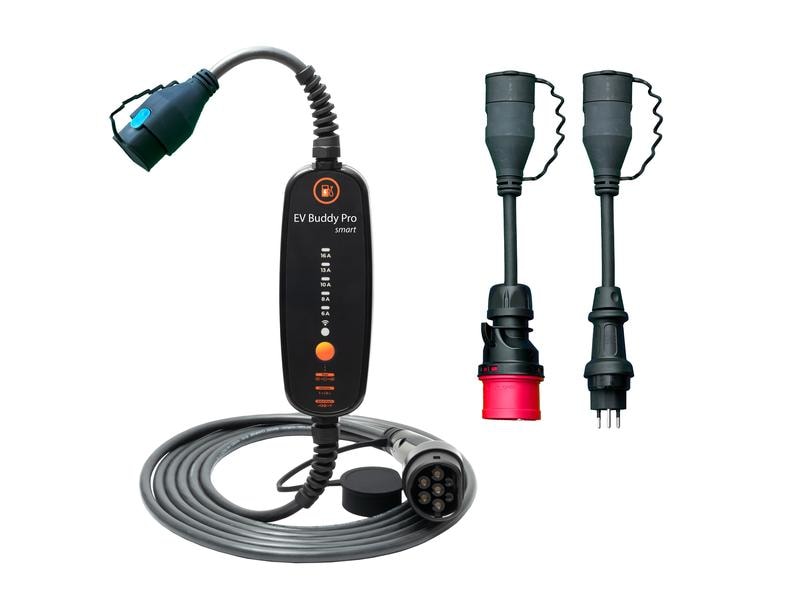 EV Buddy Mobiler Lader EV Buddy Pro Smart 11 kW Swiss Stand Dreiphasiges und einphasiges Laden von Elektroautos mit Typ-2-Anschluss, Kabel 10 m