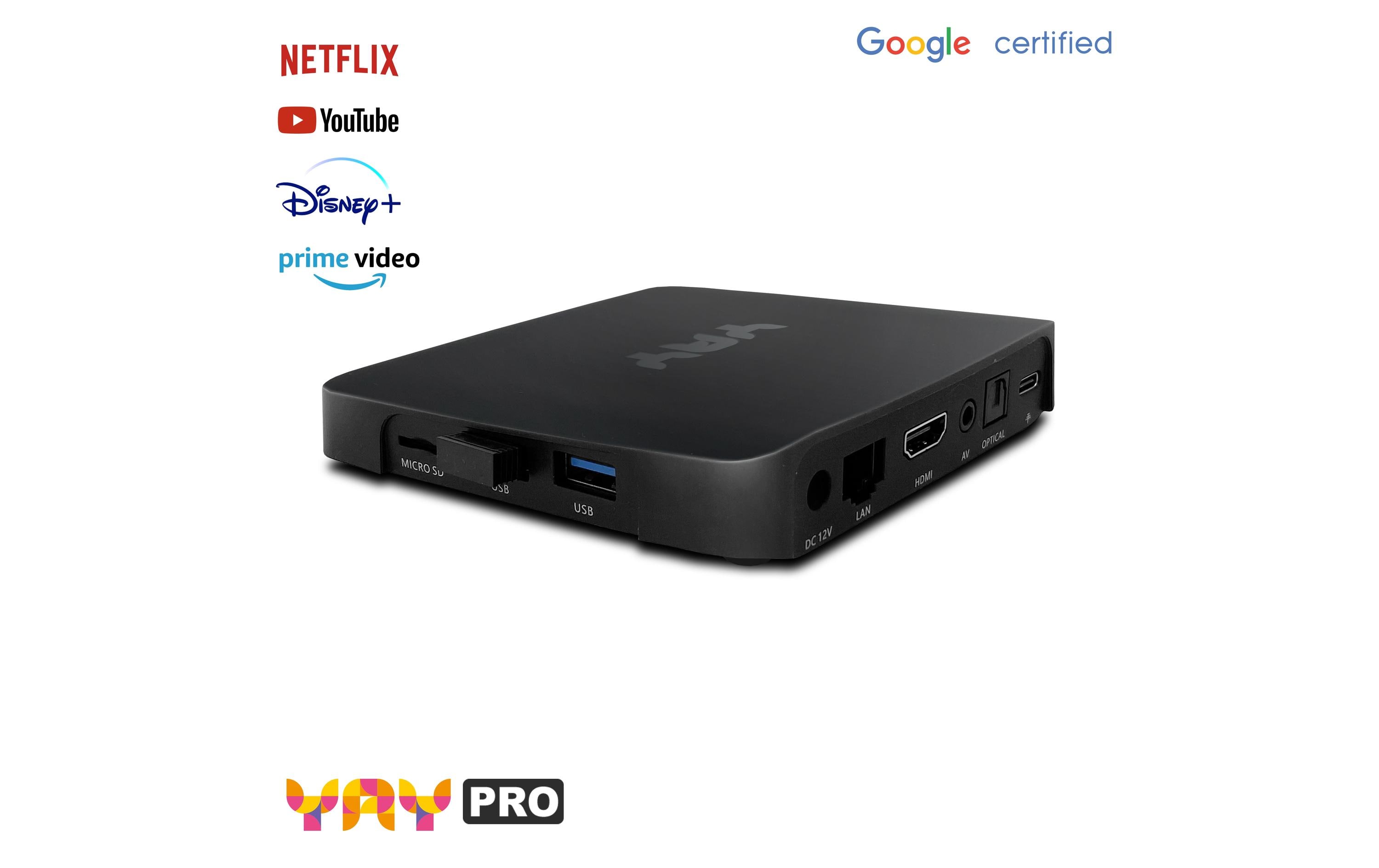 Yay Go Pro<br>High End Android TV Streaming Box – Chromecast integriert