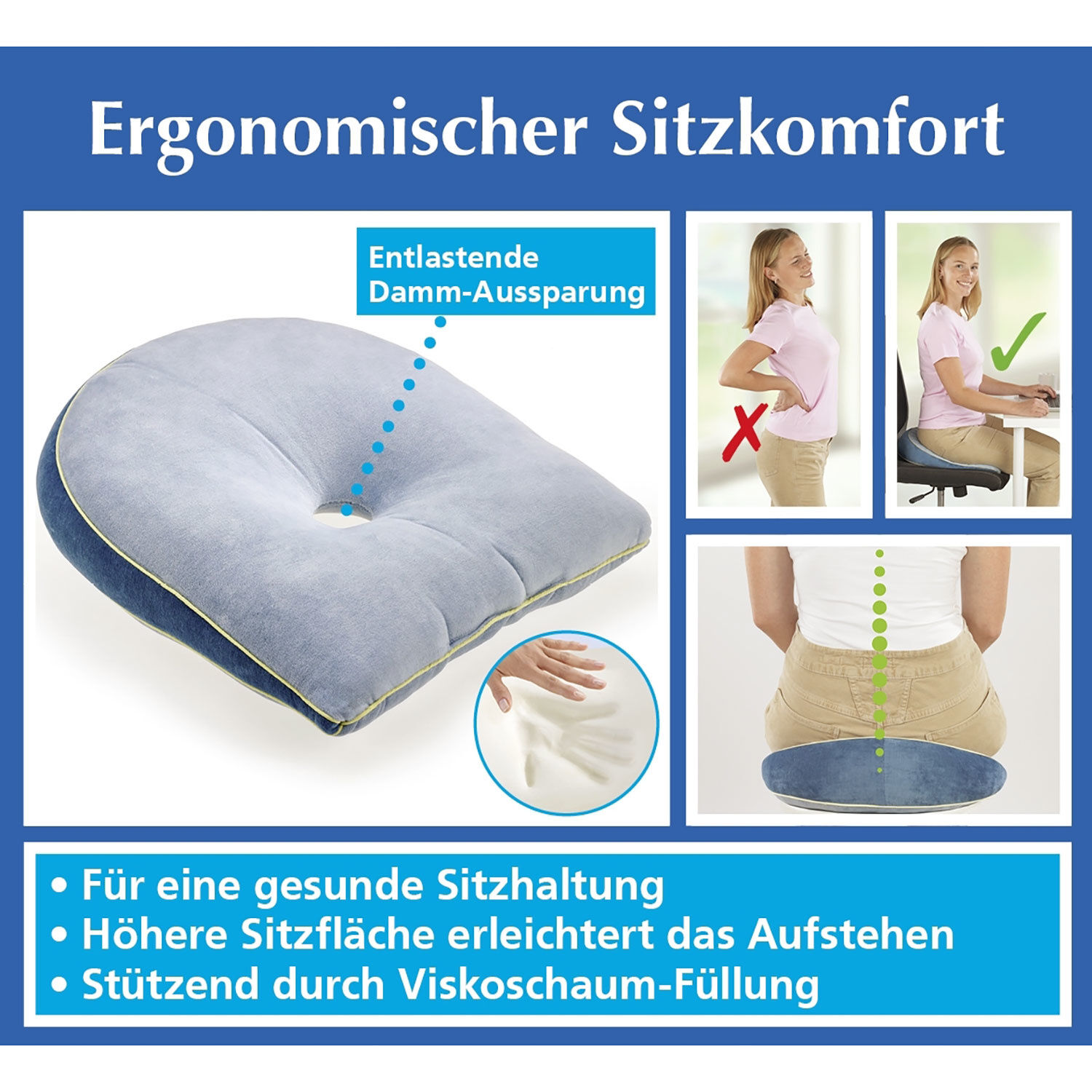 Keilkissen viskoelastisch und ergonomisch