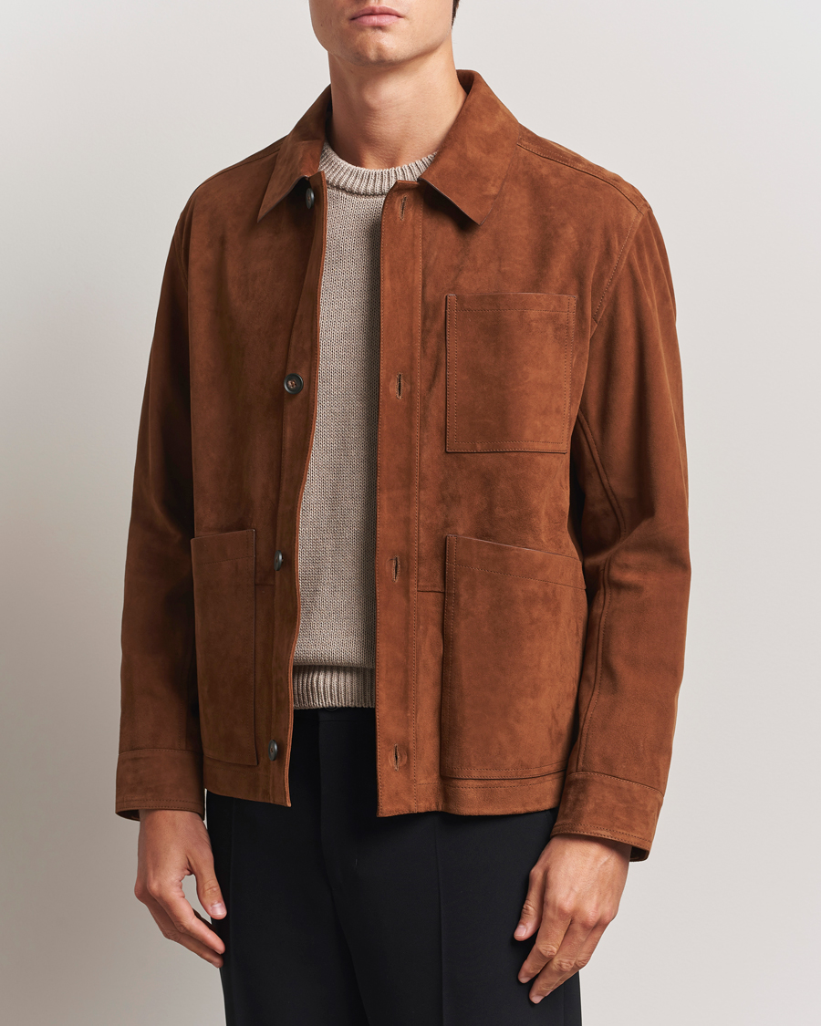 BOSS BLACK Markuedo Suede Jacket Medium Brown