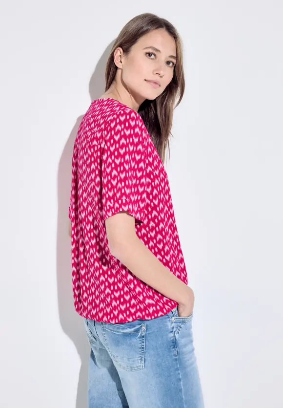 Viskose Printbluse - pink sorbet