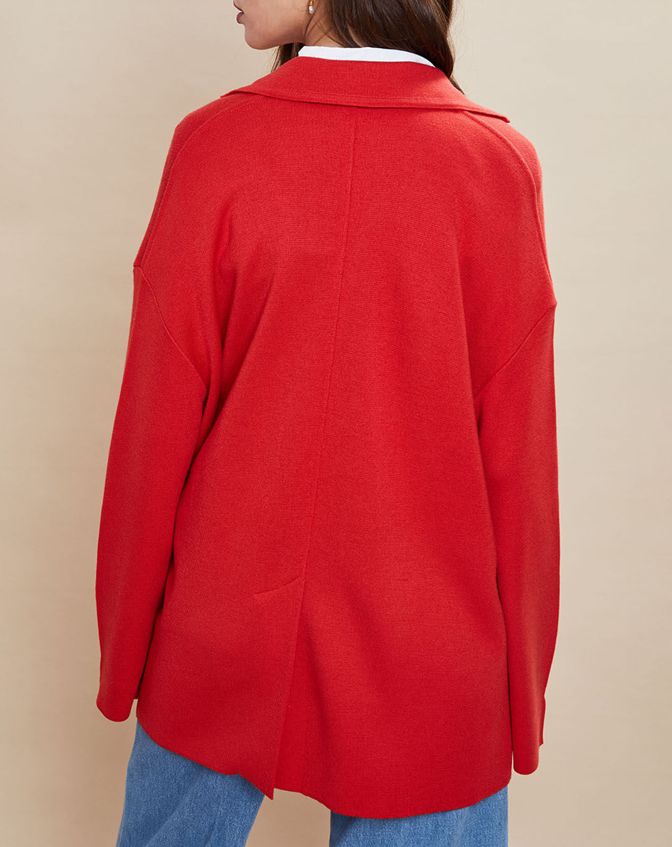 Devernois Veste longue en Laine mélangée Neptune rouge pavot